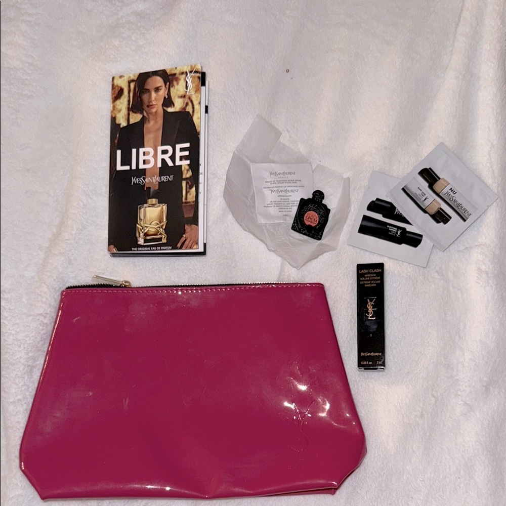 Yves Saint Laurent Pink Makeup Collection bag w products!